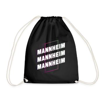Mannheim Deutschland Stadt Schrift Skyline Heimat - Turnbeutel - Schwarz - Vorne