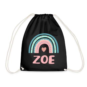 Zoe Name Regenbogen Baby - Turnbeutel - Schwarz - Vorne
