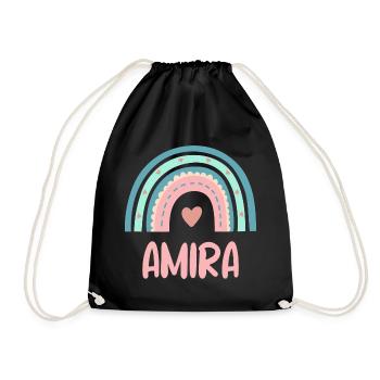 Amira Name Rainbow Baby - Drawstring Bag - black - Front