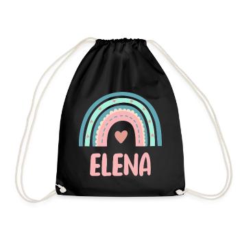 Elena Name Regenbogen Baby - Turnbeutel - Schwarz - Vorne