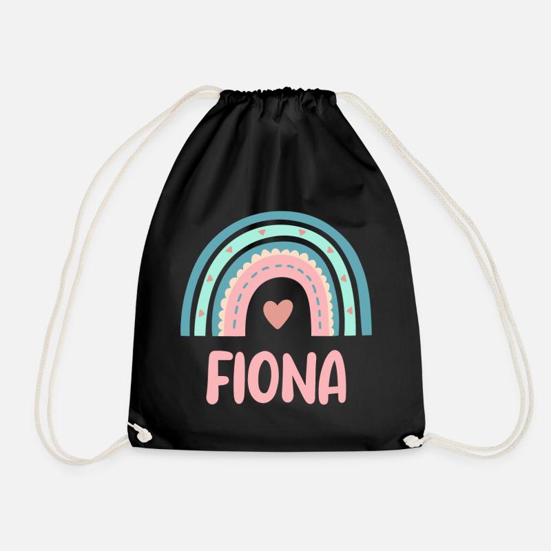 Fiona Name Regenbogen Baby - Turnbeutel - Schwarz