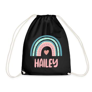 Hailey Name Rainbow Baby - Drawstring Bag - black - Front