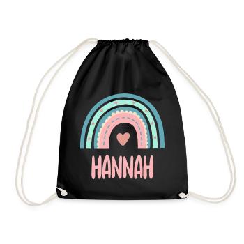 Hannah Name Rainbow Baby - Drawstring Bag - black - Front