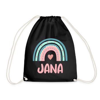 Jana Name Regenbogen Baby - Turnbeutel - Schwarz - Vorne