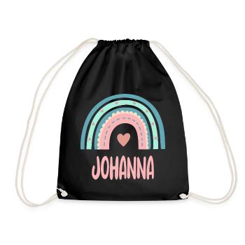 Johanna Name Regenbogen Baby - Turnbeutel - Schwarz - Vorne