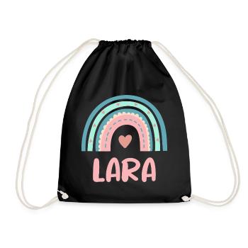 Lara Name Regenbogen Baby - Turnbeutel - Schwarz - Vorne