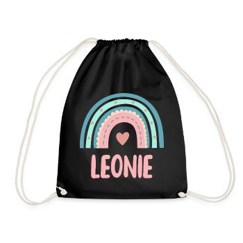 Leonie Name Rainbow Baby - Drawstring Bag - black - Front