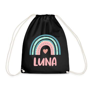 Luna Name Rainbow Baby - Drawstring Bag - black - Front