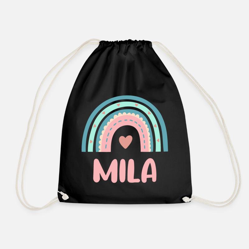 Mila Name Regenbogen Baby - Turnbeutel - Schwarz