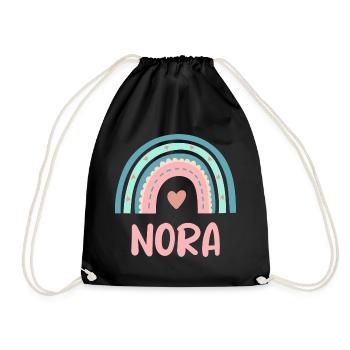 Nora Name Regenbogen Baby - Turnbeutel - Schwarz - Vorne