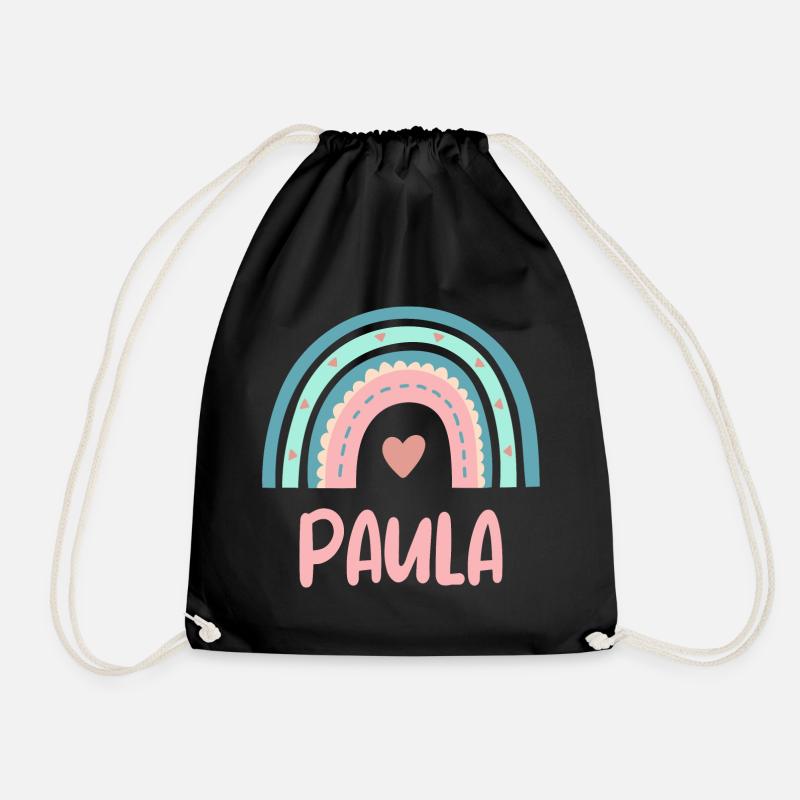 Paula Name Regenbogen Baby - Turnbeutel - Schwarz