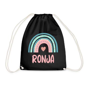 Ronja Name Rainbow Baby - Drawstring Bag - black - Front