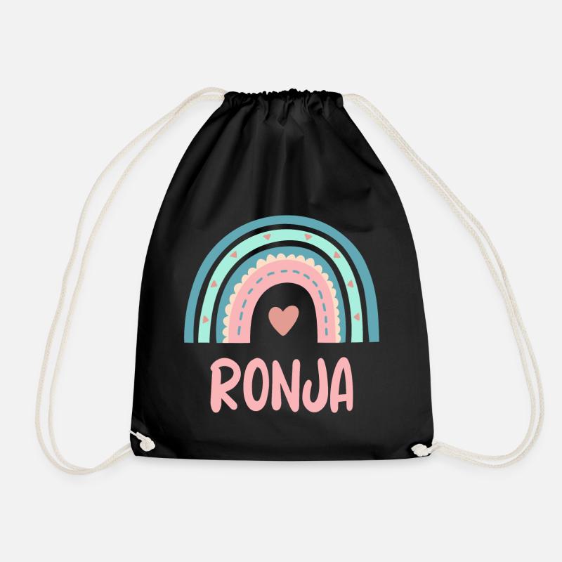 Ronja Name Regenbogen Baby - Turnbeutel - Schwarz