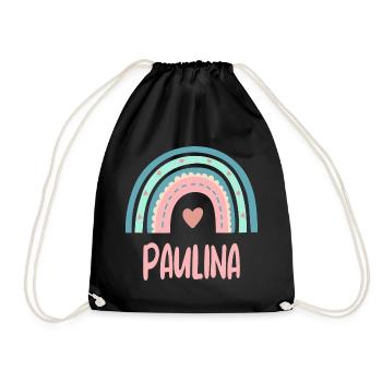 Paulina Name Regenbogen Baby - Turnbeutel - Schwarz - Vorne