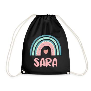 Sara Name Rainbow Baby - Drawstring Bag - black - Front