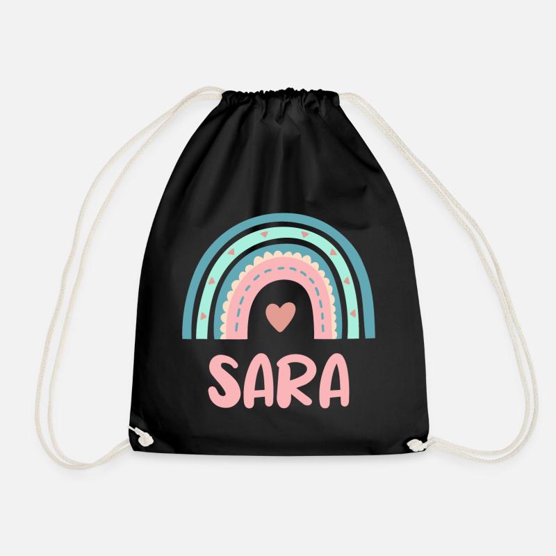 Sara Name Regenbogen Baby - Turnbeutel - Schwarz
