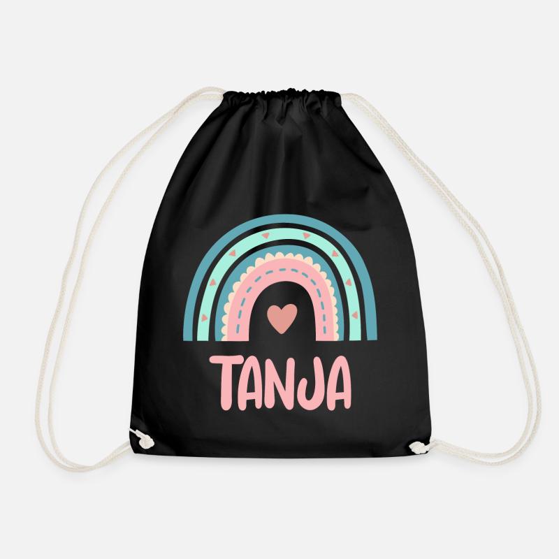 Tanja Name Regenbogen Baby - Turnbeutel - Schwarz