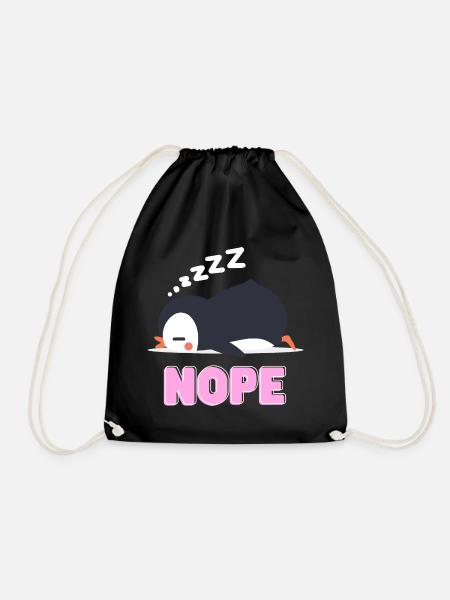 Nope - Schlafender Pinguin - Turnbeutel - Schwarz