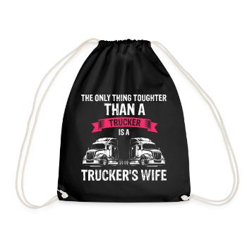 Trucker's Wife Truck Drivers Wife - Drawstring Bag - black - Front