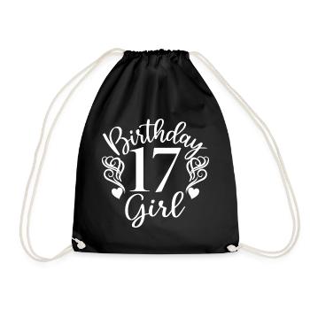17th Birthday Girl, 17 Years Old Gift For Teens - Drawstring Bag - black - Front
