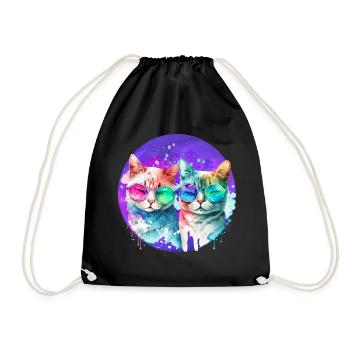 Couple de chats arc-en-ciel - Sac de sport léger - noir - Devant