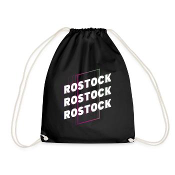 Rostock Germany City Font Skyline Home - Drawstring Bag - black - Front