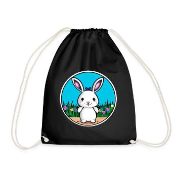 Petit lapin de Pâques blanc - Sac de sport léger - noir - Devant
