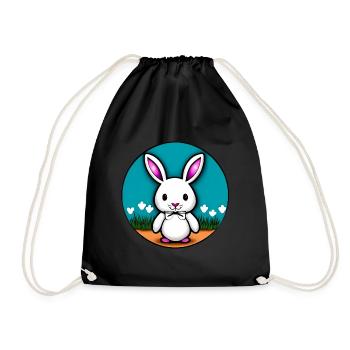 Kleiner Hase Osterhase - Turnbeutel - Schwarz - Vorne