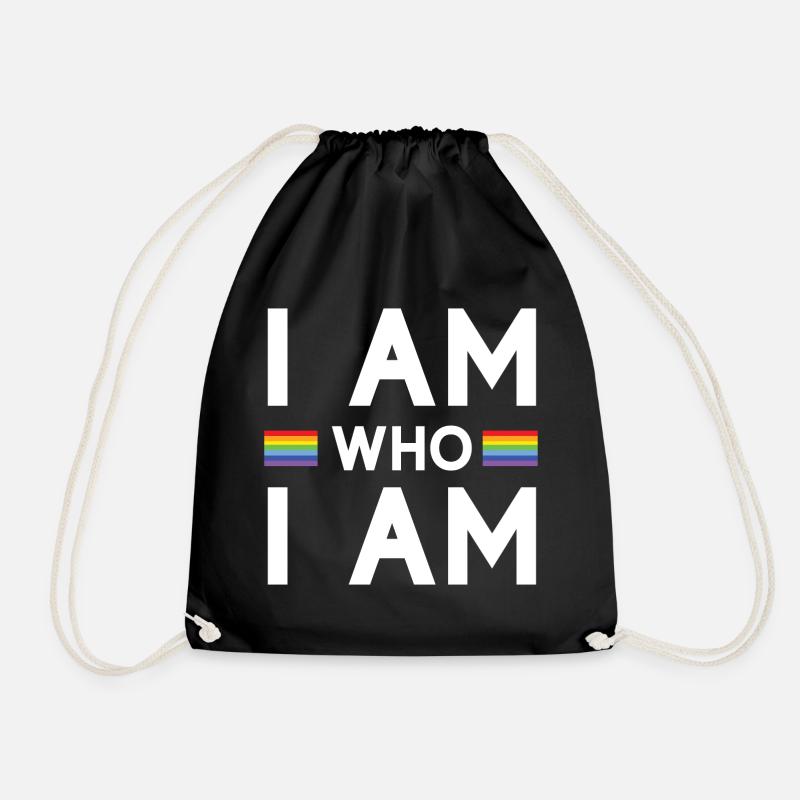 Pride Month - I Am Who I Am - LGBTQ+ - Drawstring Bag - black