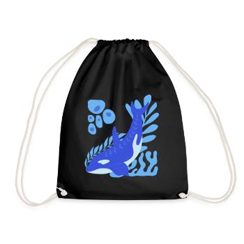 Underwater :d olphin - Drawstring Bag - black - Front