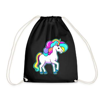 Colorful rainbow unicorn - Drawstring Bag - black - Front
