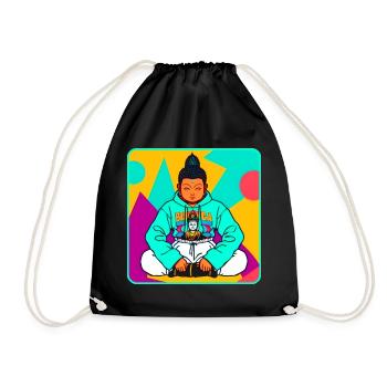 Bouddha coloré moderne en posture de yoga avec sweat à capuche - Sac de sport léger - noir - Devant