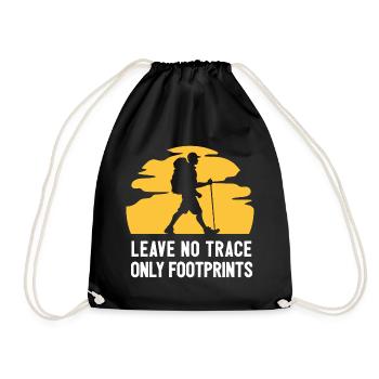 Hiking - Leave No Trace, Only Footprints - Drawstring Bag - black - Front