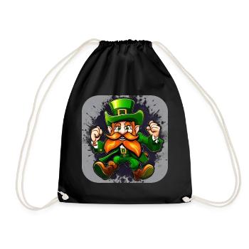 Saint Patricks Day Irish Kobold Leprechaun Wichtel - Turnbeutel - Schwarz - Vorne