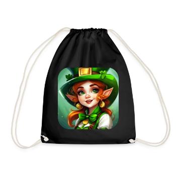 Fille lutin de la Saint-Patrick avec trèfle - Sac de sport léger - noir - Devant