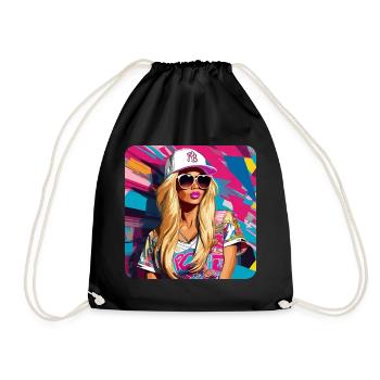 Blonde sexy girl wearing sunglasses - Drawstring Bag - black - Front