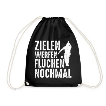 Zielen Werfen Fluchen Nochmal Spruch Bouler - Turnbeutel - Schwarz - Vorne