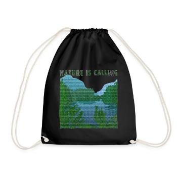 Nature is calling River Landscape Burlap Effect - Drawstring Bag - black - Front