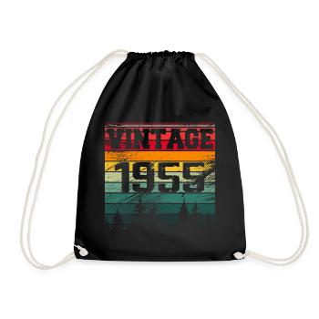 1955 Vintage 1955 Retro Birthday Gift - Drawstring Bag - black - Front