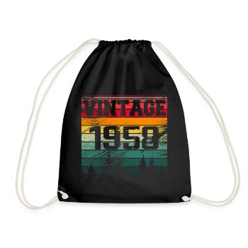 1958 Vintage Birthday Gift 1958 Retro - Drawstring Bag - black - Front