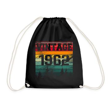 1962 Vintage 1962 Retro Geburtstagsgeschenk - Turnbeutel - Schwarz - Vorne