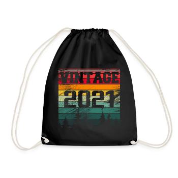 2021 Vintage Geburtstagsgeschenk 2021 Retro - Turnbeutel - Schwarz - Vorne