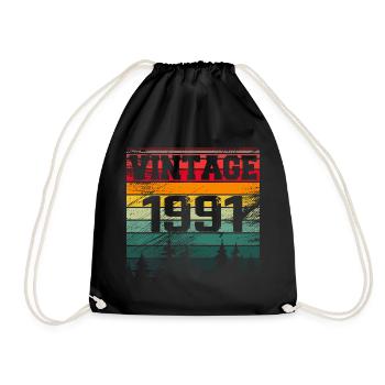 1991 Vintage 1991 Retro Geburtstagsgeschenk - Turnbeutel - Schwarz - Vorne