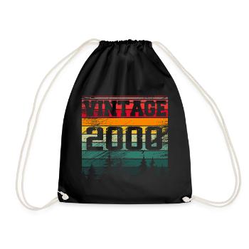 2000 Vintage 2000 Retro Geburtstagsgeschenk - Turnbeutel - Schwarz - Vorne