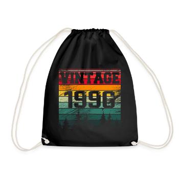 1996 Vintage Birthday Gift 1996 Retro - Drawstring Bag - black - Front