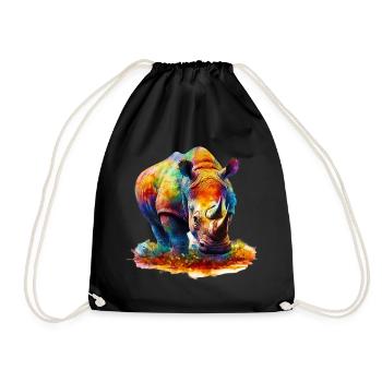 Rhinoceros - Drawstring Bag - black - Front