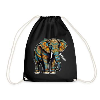 Spirit Animal Elephant in Bohemian Style - Drawstring Bag - black - Front