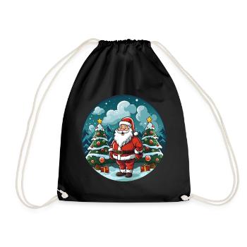 Weihnachtsmann - Turnbeutel - Schwarz - Vorne
