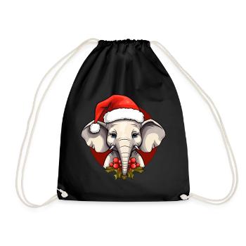 Elefant Weihnachten - Turnbeutel - Schwarz - Vorne