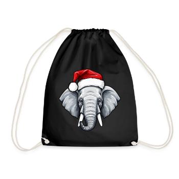 Elephant Head Christmas Xmas - Drawstring Bag - black - Front